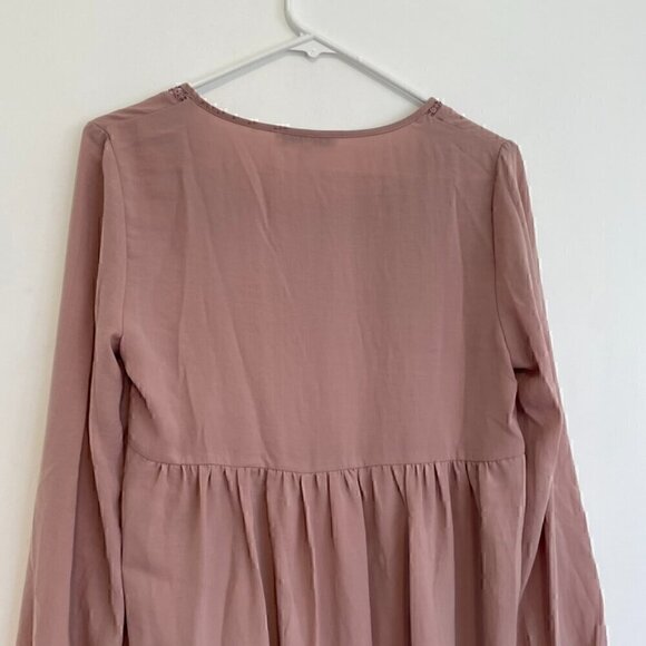 RO&DE ANTHROPOLOGIE Mauve Pink ish Crochet Lace Long Sleeve Boho Peasant Blouse - Picture 12 of 16